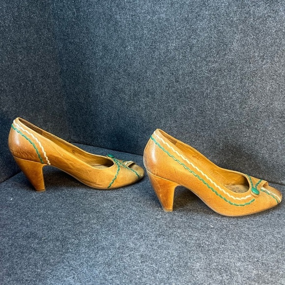 Miz Mooz NYC Vintage Peep Toe Leather pumps Sophia cognac size 10 - Picture 14 of 14